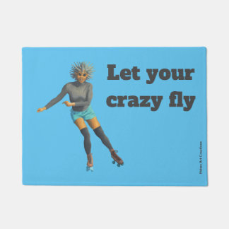 Alien Woman Roller Skater Fantasy Art Door Mat