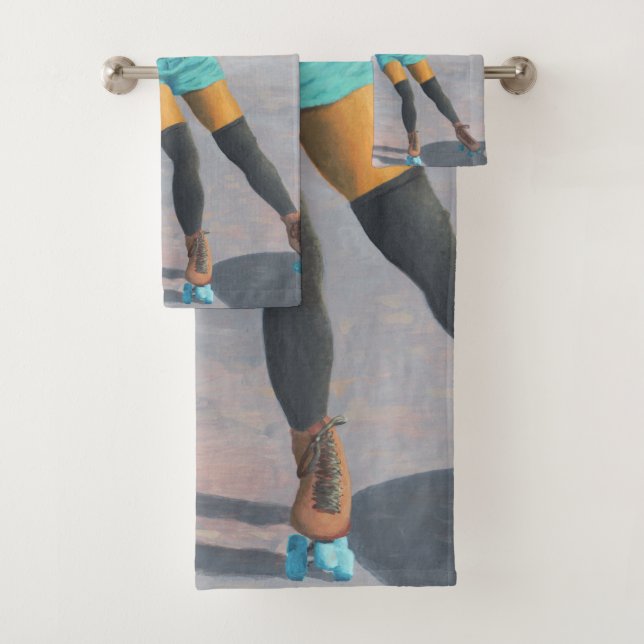 Alien Woman Roller Skating Fantasy Art Towel Set (Insitu)