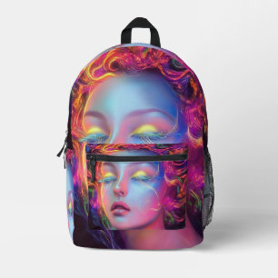 Alien Woman with Cosmic Hair  Printed Backpack