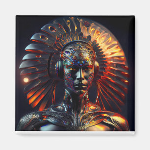 Alien Woman With Metal Headdress Magnet