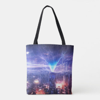 Alien World | Futuristic Shield City | Blue Star Tote Bag