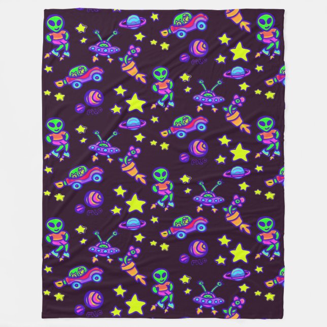 Aliens And Stars In Outer Space Blanket (Front)