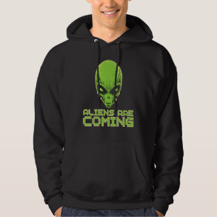 Aliens are Coming Alien Head UFO Human Festival Co Hoodie