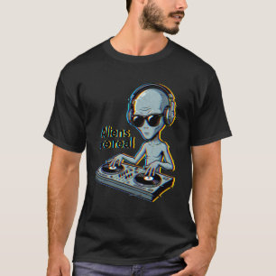 Aliens are Real DJ Glitch Effect Techno EDM Rave M T-Shirt