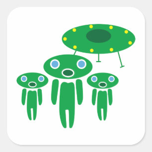 Aliens arrival square sticker