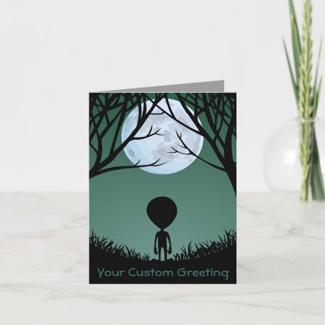 Aliens Art Cards Invitations Custom Halloween Card (Front)