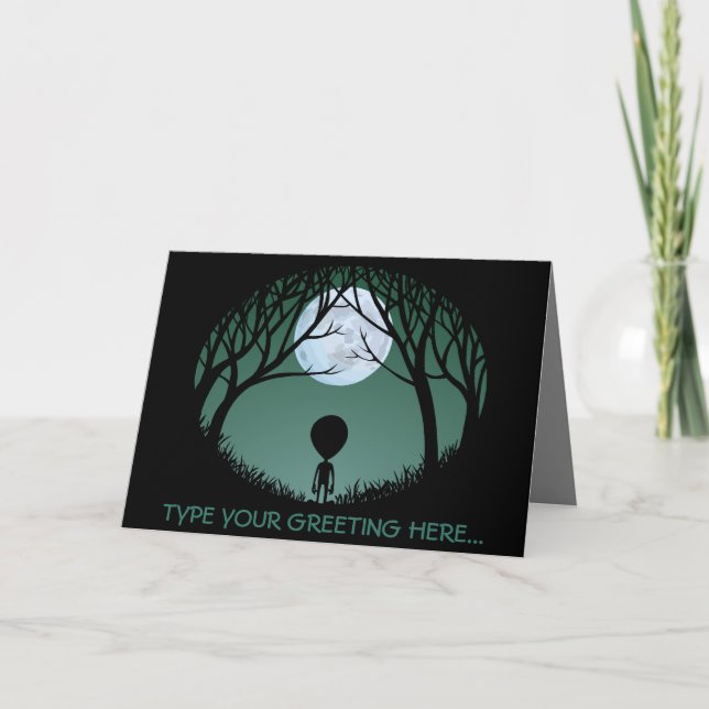 Aliens Art Cards Invitations Custom Halloween Card (Front)