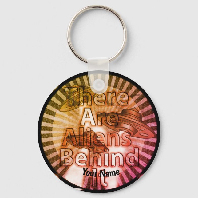 Aliens behind It  keychain (Front)