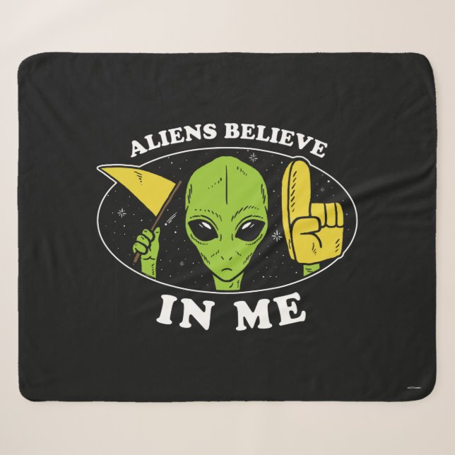 Aliens Believe In Me Sherpa Blanket (Front (Horizontal))