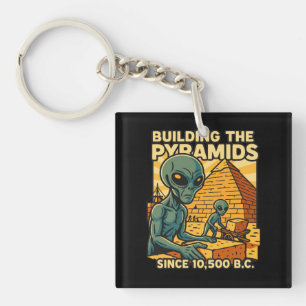 Aliens Building Pyramids Pyramid Construction Crew Keychain