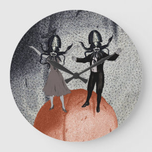 Aliens dance celebration large clock