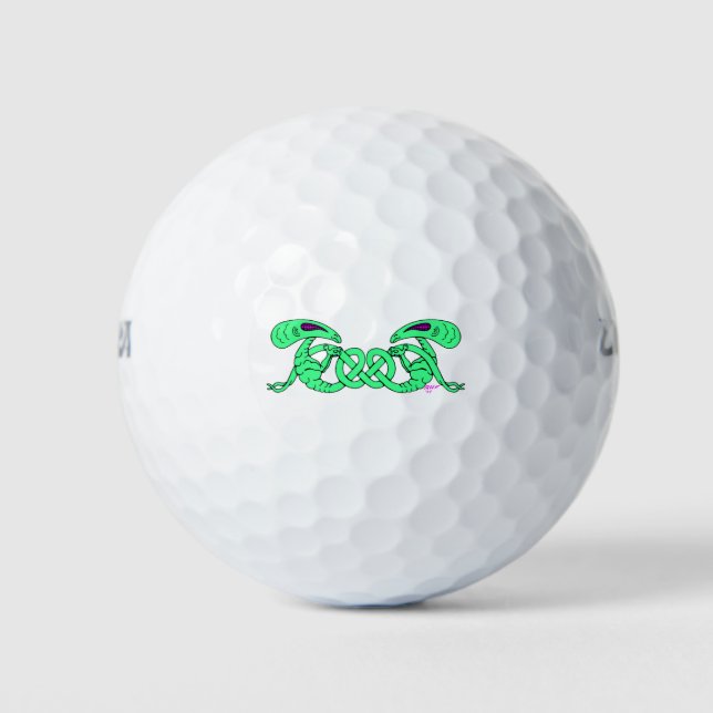 Aliens Entwined (Aliens and Celtic Knot) Golf Balls (Front)