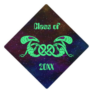 Aliens Entwined (Aliens and Celtic Knot) Graduation Cap Topper