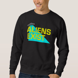 Aliens Exist Ufo Blue Light Illustration Style Dec Sweatshirt