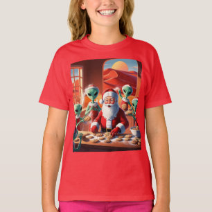 aliens helping santa bake cookies T-Shirt