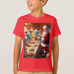 aliens helping santa bake cookies T-Shirt