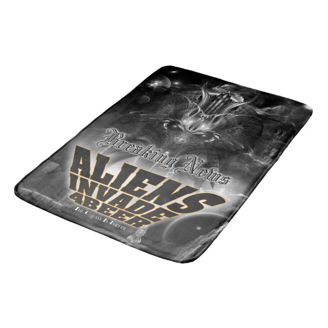 Aliens Invade 4 Beer Galaxy Attack Bath Mat (Angled)