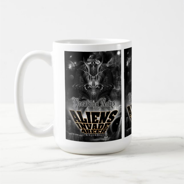 Aliens Invade 4 Beer Galaxy Attack Coffee Mug (Left)