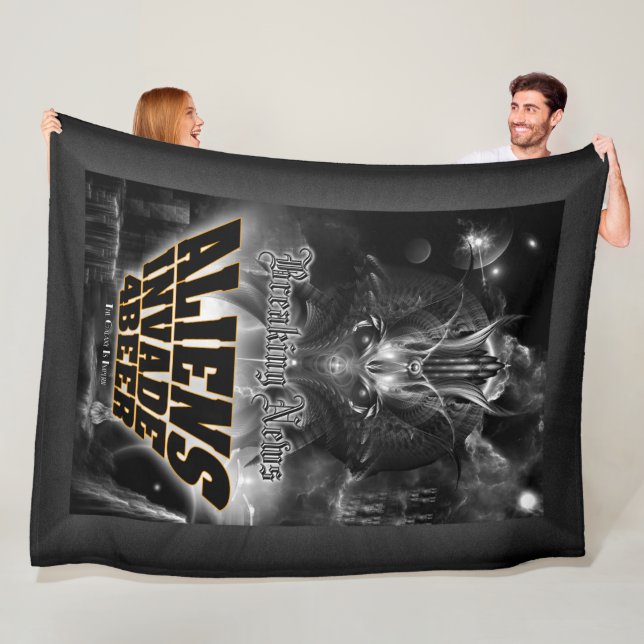 Aliens Invade 4 Beer Galaxy Attack Fleece Blanket (In Situ)