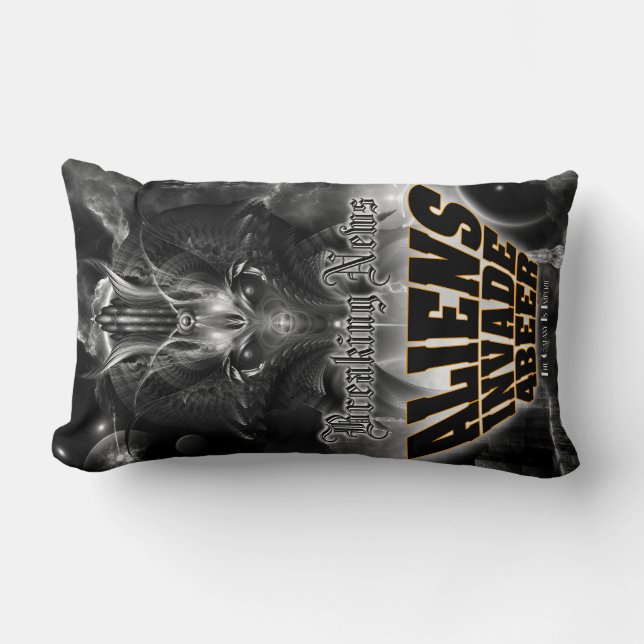 Aliens Invade 4 Beer Galaxy Attack Lumbar Pillow (Front)