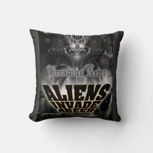 Aliens Invade 4 Beer Galaxy Attack Throw Pillow