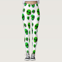 ALIENS. NEON GREEN ALIEN HEADS EDGED COLORS.