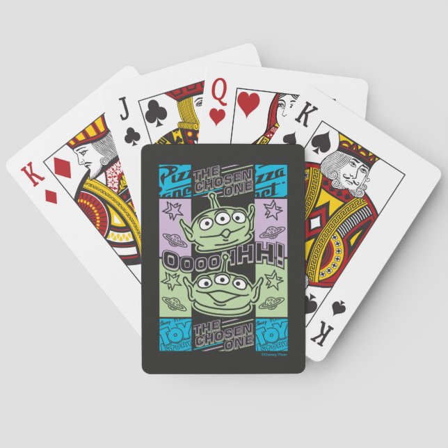 Aliens Neon Pizza Planet Collage Playing Cards (Back)