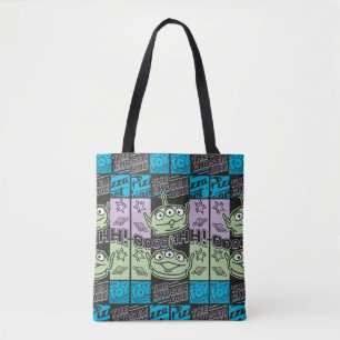 Aliens Neon Pizza Planet Collage Tote Bag