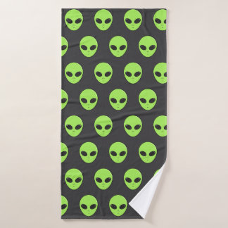 aliens patterns greens bath towel