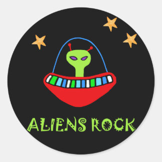 aLiEnS rOcK! Classic Round Sticker