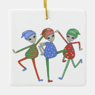 Aliens rock for Christmas #3  Ceramic Ornament