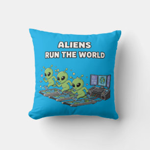 Aliens Run the World Throw Pillow