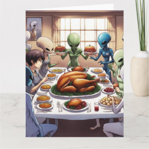 Aliens' Thanksgiving Celebration Card