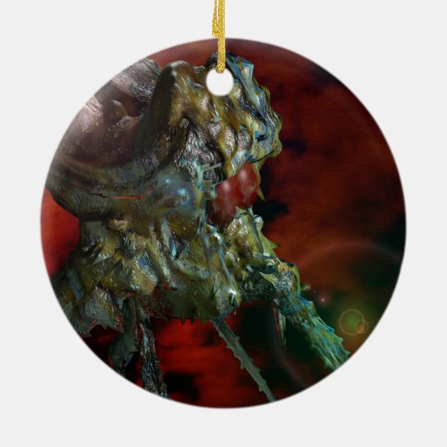 aliens, they are here ceramic ornament (Back)