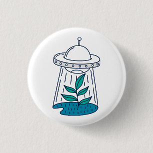 Aliens UFO 1 Inch Round Button