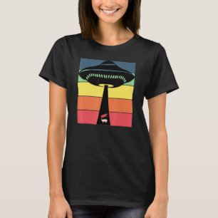 Aliens Ufo Abducting A Cow And A Pig Flying Saucer T-Shirt