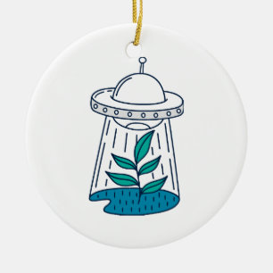 Aliens UFO Ceramic Ornament