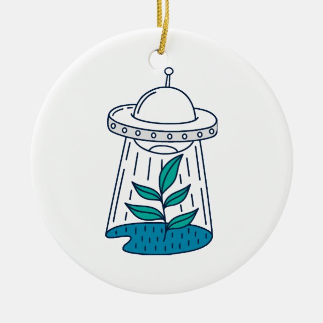 Aliens UFO Ceramic Ornament (Front)
