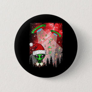 Aliens Unidentified Flying Object Christmas Elf Lo 2 Inch Round Button