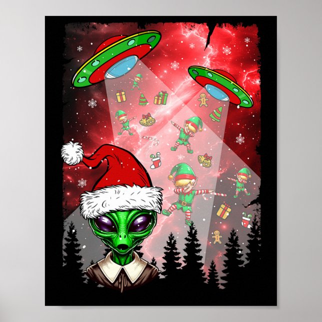 Aliens Unidentified Flying Object Christmas Elf Lo Poster (Front)