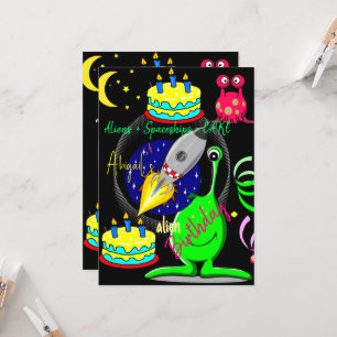 Aliens vaisseau spatial Bonne Invitation Anniversa