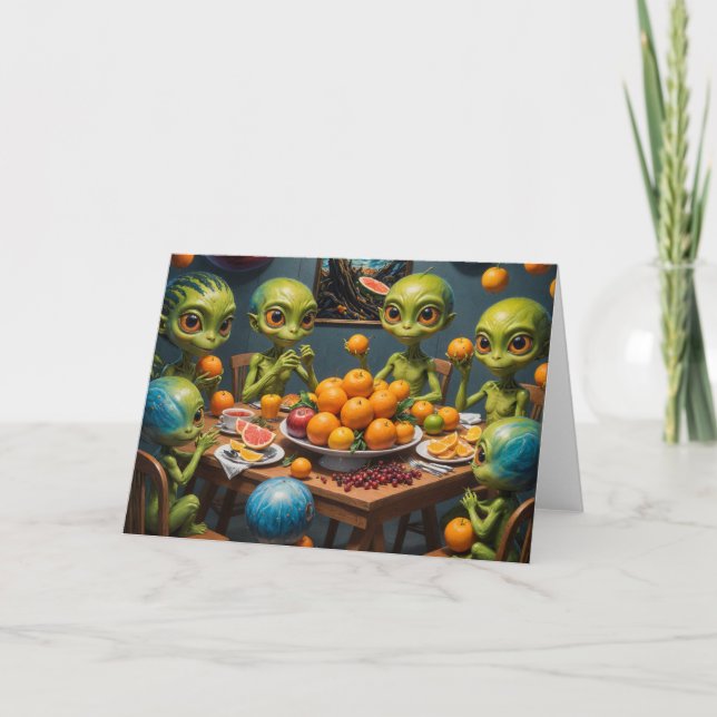 Aliens with Oranges Card (Front)