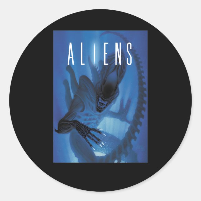 Aliens Xenomorph Blue Light Classic Round Sticker (Front)