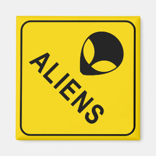 Aliens Yellow and Black Warning Sign fridge Magnet