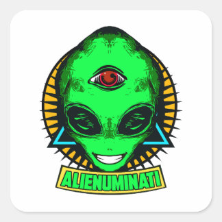 ALIENUMINATI SQUARE STICKER