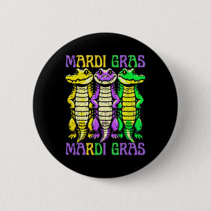Aligator Crocodiles Louisiana Mardi Gras Carnival  2 Inch Round Button