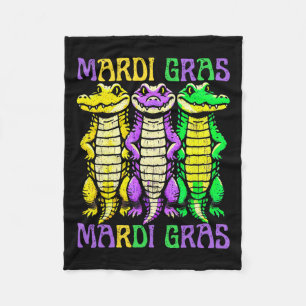 Aligator Crocodiles Louisiana Mardi Gras Carnival Fleece Blanket