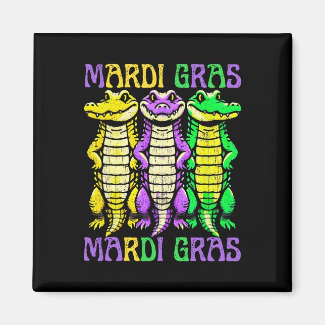 Aligator Crocodiles Louisiana Mardi Gras Carnival  Magnet (Front)