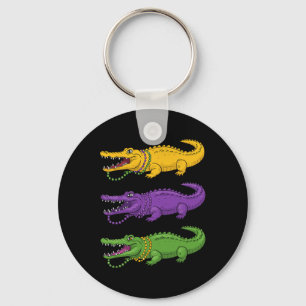 Aligator Crocodiles Louisiana Mardi Gras Women Men Keychain