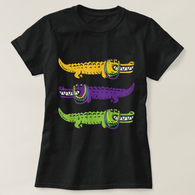 Aligator Crocodiles Louisiana Mardi Gras Women Men T-Shirt (Design Front)